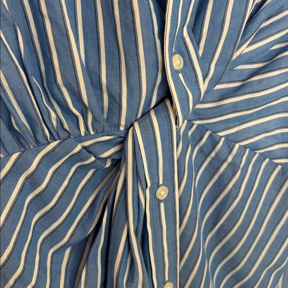 STEVE MADDEN ASYMMETRICAL BOTTOM NADIA STRIPED LONG SLEEVE SHIRT DRESS BLUE SZ L - Picture 9 of 16